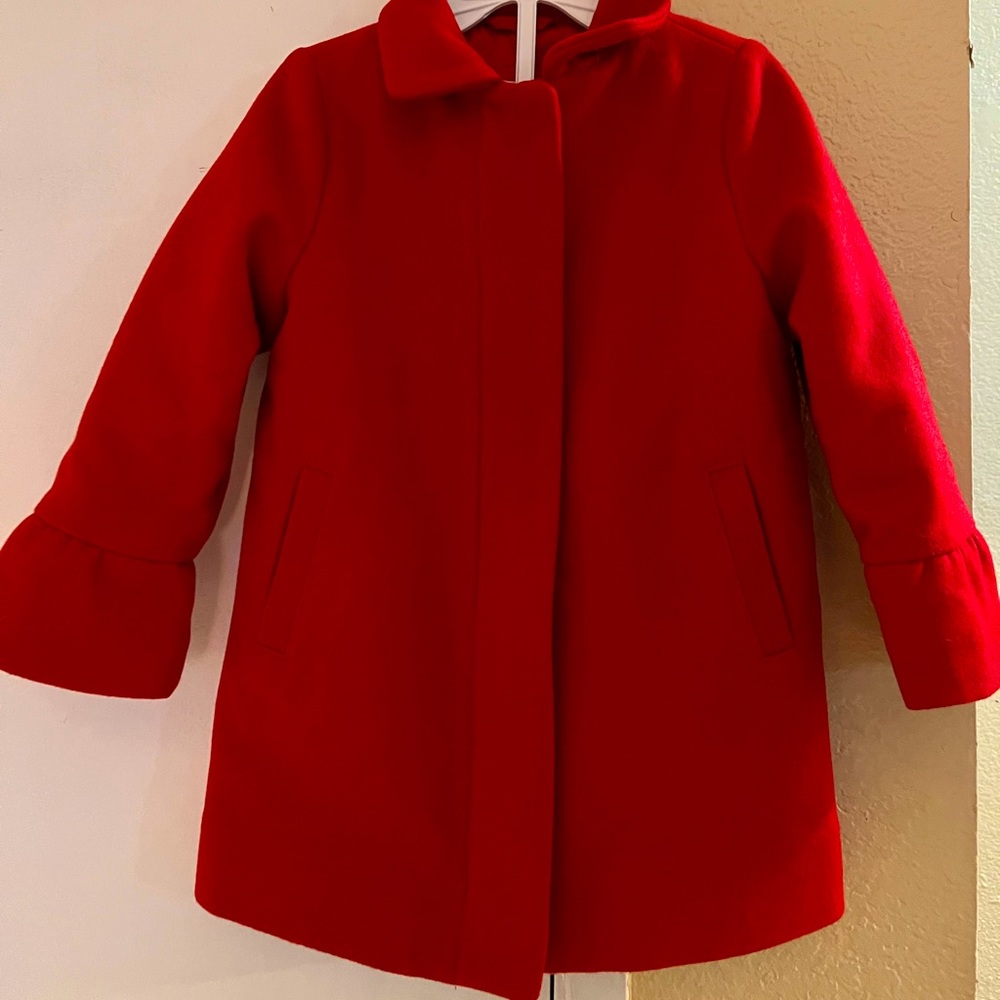 Baby Gap NWT Red wool pea coat with zipper closure 3T